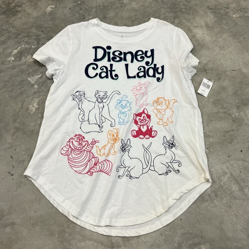 Disney Parks Disney Cat Lady T-Shirt Size Medium White New READ DESCRIPTION